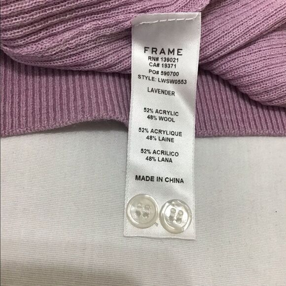Frame Denim Lavender Off The Shoulder Ribbed Button Detail Cardigan Size M NWT - Picture 7 of 9